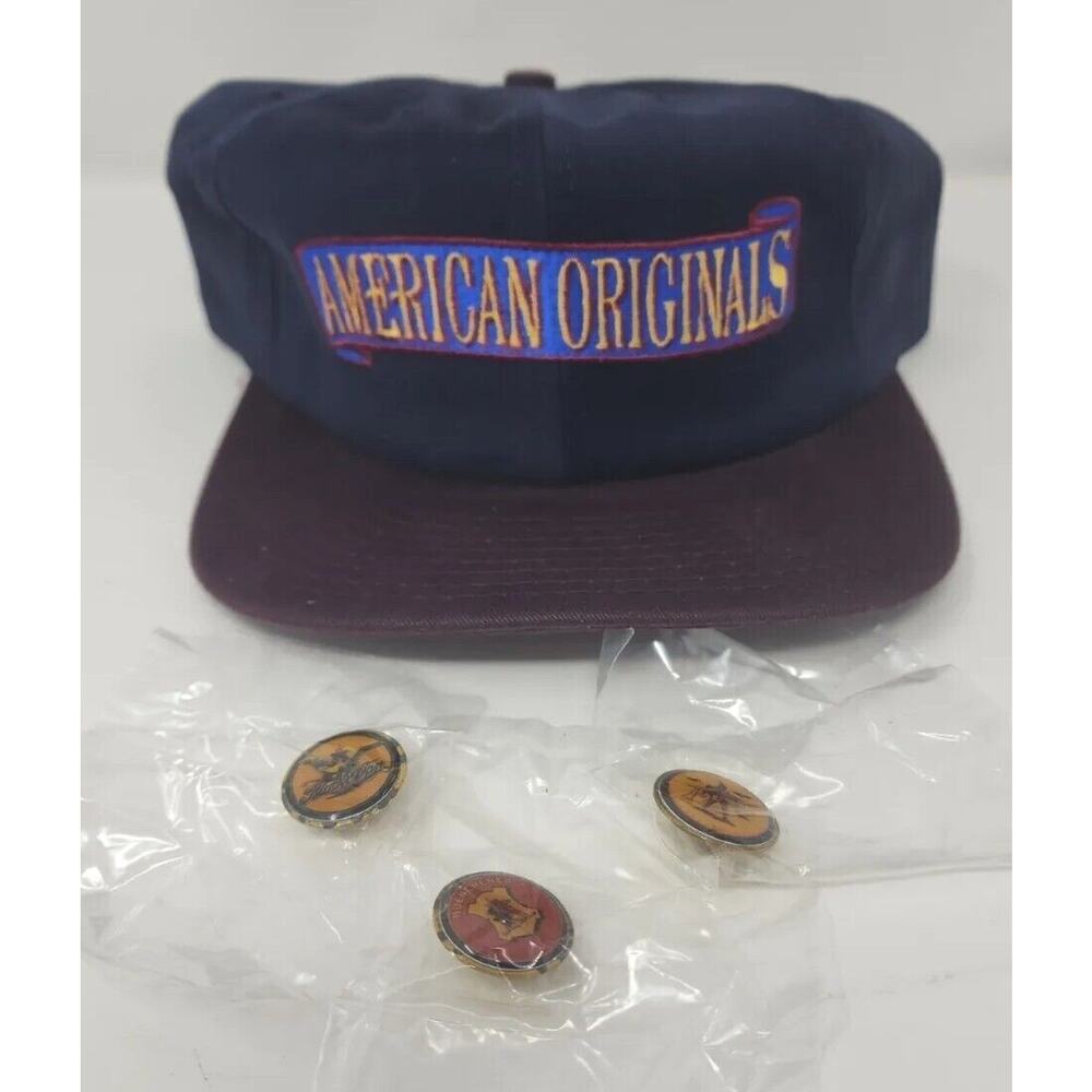 Vintage Falstaff Beer American Original Hat w/ Lot of 3 Lapel Pins U1